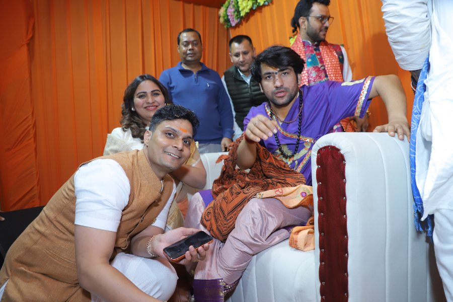 With Bageshwar Dham Sarkar at Dham